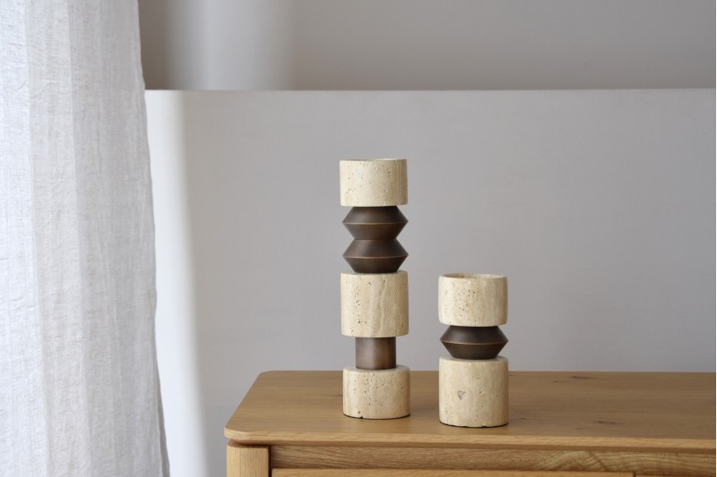 CANDLE HOLDER COLLECTION: TRABERTINO AND METAL | VP Interiorismo